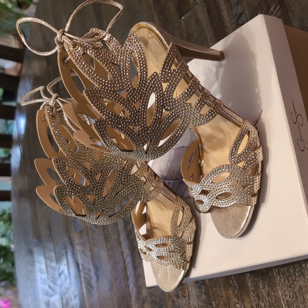 Jessica Simpson Women's Beaded Heels - Champagne / Pearl Gold - Picture 3 of 12